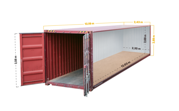 Contentor padrão de 40 pés – utilizado com certificação CSC