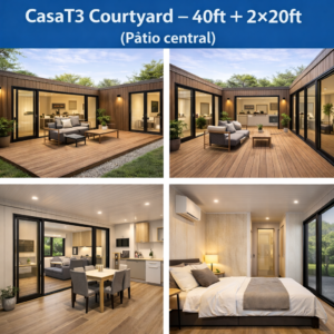 CasaT3 Courtyard – 40ft + 2×20ft (Pátio central)