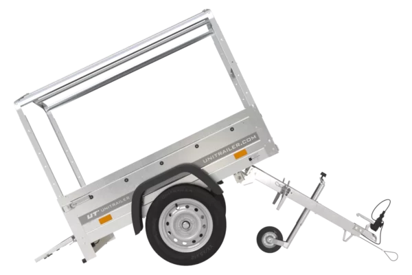 Reboque 150 KIPP 150×106 cm [com lona azul alta, arcos altos e roda de apoio]-Novo