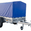 Reboque Garden Trailer 200 KIPP 200×106 cm 750 kg [com arcos altos, lona azul alta e roda de apoio]-Novo