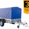 Reboque Garden Trailer 200 KIPP 200×106 cm 750 kg [com arcos altos, lona azul alta e roda de apoio]-Novo