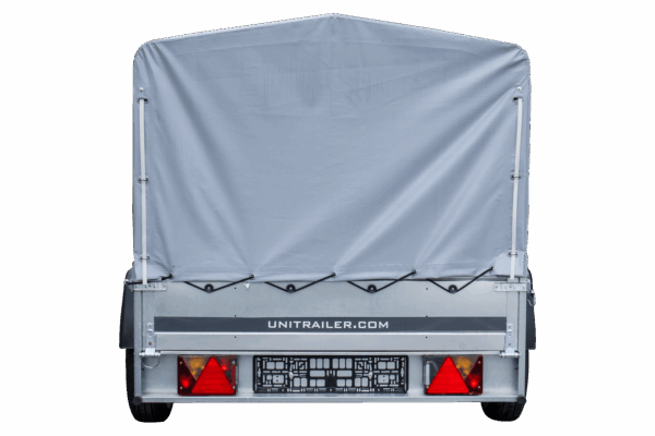 Reboque automóvel 230×125 Garden Trailer 230 KIPP Unitrailer 750 kg com roda de apoio, lona alta e arcos altos-Novo