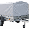Reboque automóvel 230×125 Garden Trailer 230 KIPP Unitrailer 750 kg com roda de apoio, lona alta e arcos altos-Novo