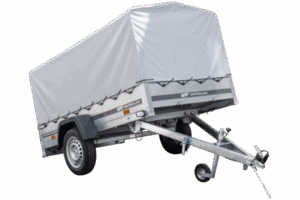 Reboque automóvel 230×125 Garden Trailer 230 KIPP Unitrailer 750 kg com roda de apoio, lona alta e arcos altos-Novo