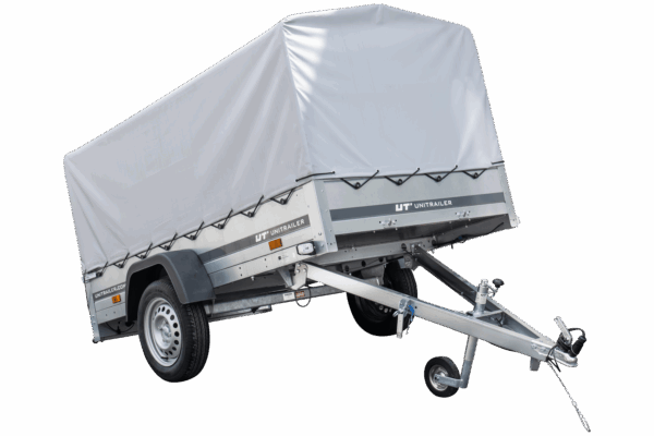 Reboque automóvel 230×125 Garden Trailer 230 KIPP Unitrailer 750 kg com roda de apoio, lona alta e arcos altos-Novo