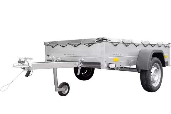 Reboque para automóveis Garden Trailer 201 KIPP 200×125 cm 750 kg [com lona plana, roda de apoio e suporte de lona]-Novo