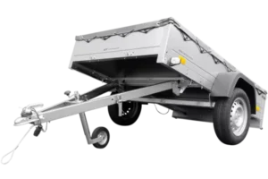 Reboque para automóveis Garden Trailer 201 KIPP 200×125 cm 750 kg [com lona plana, roda de apoio e suporte de lona]-Novo