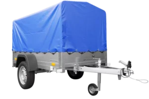 Reboque com lona Garden Trailer 201 KIPP [com roda de apoio, lona azul alta e arcos altos]-Novo