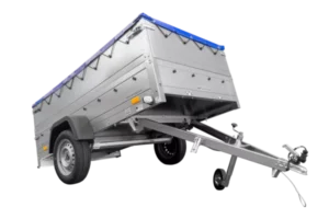 Reboque com timão dobrável Garden Trailer 230 KIPP com taipais adicionais, roda de apoio e lona plana azul-Novo