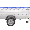 Reboque com timão dobrável Garden Trailer 230 KIPP com taipais adicionais, roda de apoio e lona plana azul-Novo