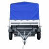 Reboque automóvel 230×125 Garden Trailer 230 KIPP Unitrailer 750 kg com roda de apoio, lona azul alta e arcos altos-Novo