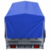 Reboque automóvel 230×125 Garden Trailer 230 KIPP Unitrailer 750 kg com roda de apoio, lona azul alta e arcos altos-Novo