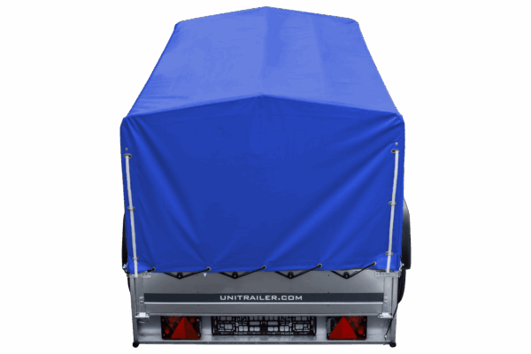 Reboque automóvel 230×125 Garden Trailer 230 KIPP Unitrailer 750 kg com roda de apoio, lona azul alta e arcos altos-Novo