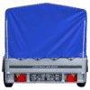 Reboque automóvel 230×125 Garden Trailer 230 KIPP Unitrailer 750 kg com roda de apoio, lona azul alta e arcos altos-Novo