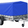 Reboque automóvel 230×125 Garden Trailer 230 KIPP Unitrailer 750 kg com roda de apoio, lona azul alta e arcos altos-Novo