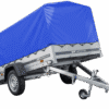 Reboque automóvel 230×125 Garden Trailer 230 KIPP Unitrailer 750 kg com roda de apoio, lona azul alta e arcos altos-Novo