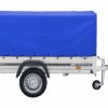 Reboque automóvel 230×125 Garden Trailer 230 KIPP Unitrailer 750 kg com roda de apoio, lona azul alta e arcos altos-Novo