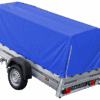 Reboque automóvel 230×125 Garden Trailer 230 KIPP Unitrailer 750 kg com roda de apoio, lona azul alta e arcos altos-Novo
