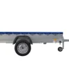 Reboque de eixo único Garden Trailer 264 KIPP com roda de apoio, travessas e lona plana azul-Novo